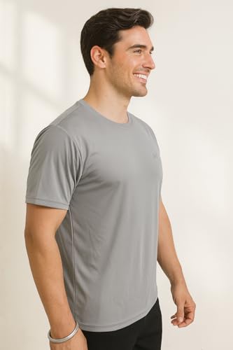Image of Force NXT Men's Premium Microfiber Fabric Solid T-Shirt | Round Neck Half-Sleeves T-Shirt for Men | Sweat Wicking with Label Free for Daily Uses