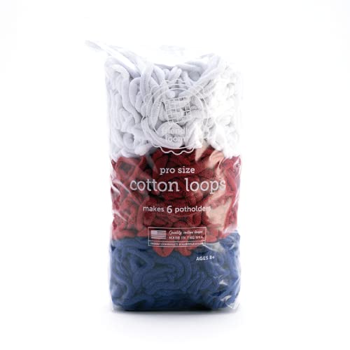 Friendly Loom | 10 PRO-Sized 4th of July Themed Potholder Weaving Loops | Craft 6 Cotton Potholders