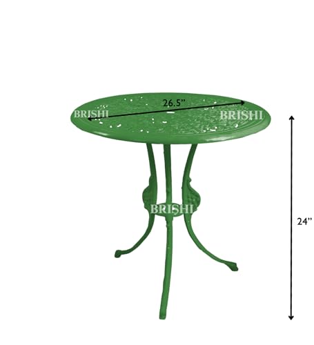 Image of BRISHI Cast Aluminium Garden Patio Seating Chair and Table Set for Balcony Outdoor Furniture with 1 Table and 2 Chair Set (Green)
