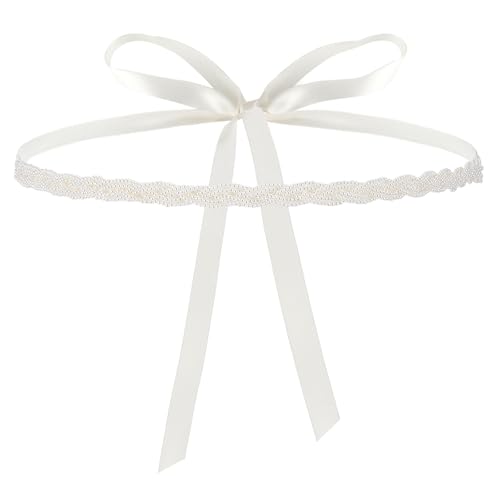 Handcrafted Bridal Pearl Wedding Waist Belt for Women, Shiny Pearl Belts Adjustable Glitter Ribbon Belt for Jeans Dress