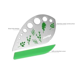 Herb Stripper, Jiaedge Green 9 holes Stainless Steel Kitchen Herbs Leaf Stripping Tool, Metal Herb Peeler for Kale, Collard Greens, Thyme, Basil, Rosemary Stripper Herb Stripper Jiaedge Green 9 holes Stainless Steel Kitchen Herbs Leaf Stripping Tool Metal Herb Peeler for Kale Collard Greens Thyme Basil Rosemary Stripper