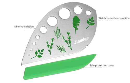 Herb-Stripper-Jiaedge-Green-9-holes-Stainless-Steel-Kitchen-Herbs-Leaf-Stripping-Tool-Metal-Herb-Peeler-for-Kale-Collard-Greens-Thyme-Basil-Rosemary-Stripper Herb Stripper Jiaedge Green 9 holes Stainless Steel Kitchen Herbs Leaf Stripping Tool Metal Herb Peeler for Kale Collard Greens Thyme Basil Rosemary Stripper