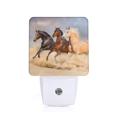 Image of YASHILAIYA Running Herd Horse Night Light,Plug-in Dusk to Dawn Sensor Nightlights for Bedroom Bathroom Hallway Stairs for Boys Girls