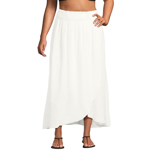 Lands' End Women's Cotton Gauze Maxi Swim Cover-up Skirt Small Chalk White