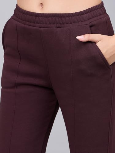 Image of 98 Degree North Women Flared Fleece Track Pants-GL1315-ALMOND