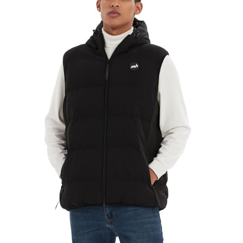 Image of MADHERO Men's Puffer Vest with Hood Water-Resistant Puffy Vests Outerwear Sleeveless Jacket