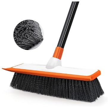 JEHONNお風呂掃除ブラシデッキブラシ長さ調節可能117cm - 138cm, 2 in 1ゴムポンバスブラシ浴室、浴槽、壁、床、水槽、ガラス、テラスの清掃に使用