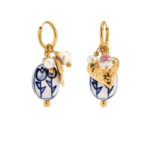 Thewasc Collana in ceramica e acciaio/orecchini Multi Lunghezza Opzioni Accessorio Versatile Gioielli fatti a mano per l'uso quotidiano Set...