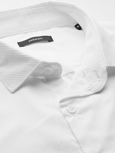 Image of SHOWOFFFF Men Self Design Casual Shirt | Spread Collar Full Sleeves Cotton Shirt for Mens | Slim Fit Regular Length Shirt for Men's