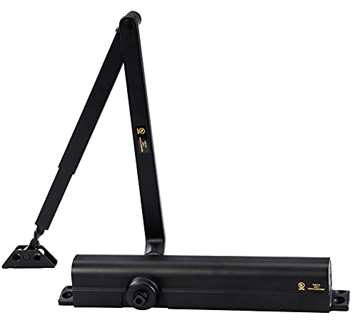 Heavy Duty Commercial Door Closer - Lynn Hdwr Model # Lh8016 (Us19 Matte Black)- Surface Mounted, Grade 1, Cast Aluminum, Ul 3 Hour Fire Rated And Ada For High Trafic Doorways & Storefronts #TOP4