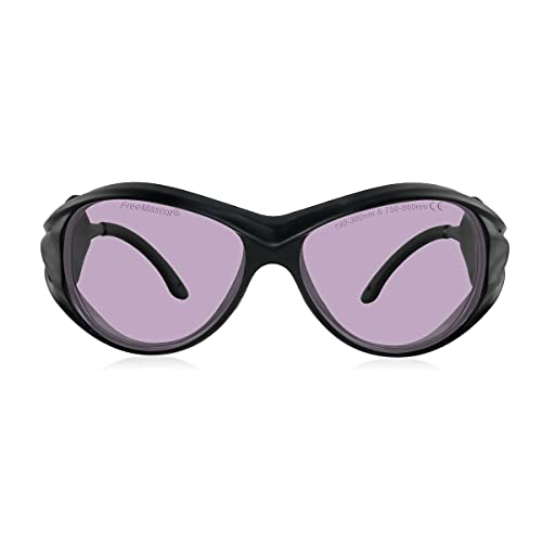 FREEMASCOT Professionelle OD 5+ 190nm-380nm/750nm-860nm Wellenlänge UV- und Infrarot Laser-Schutzbrille für 365nm, 808nm Laserlicht Cover