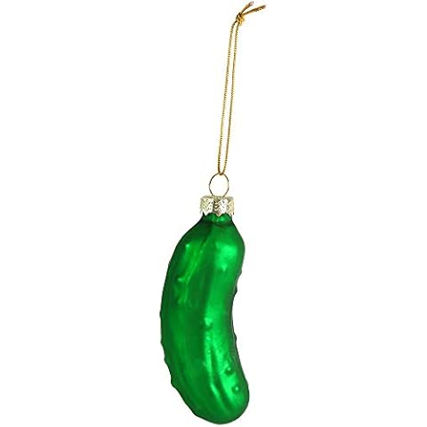 Ornativity Christmas Pickle Tree Ornament - Traditional Glass Blown Green Hanging Pickle Xmas Holiday Decor Ornaments 3.5" Cover