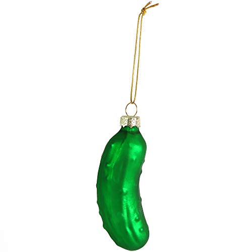 Ornativity Christmas Pickle Tree Ornament - Traditional Glass Blown Green Hanging Pickle Xmas Holiday Decor Ornaments 3.5