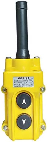 Hoist Crane Push Button Switch, Rainproof COB-61 Crane Pendant Control Station UP Down Hoist Push Button Switch