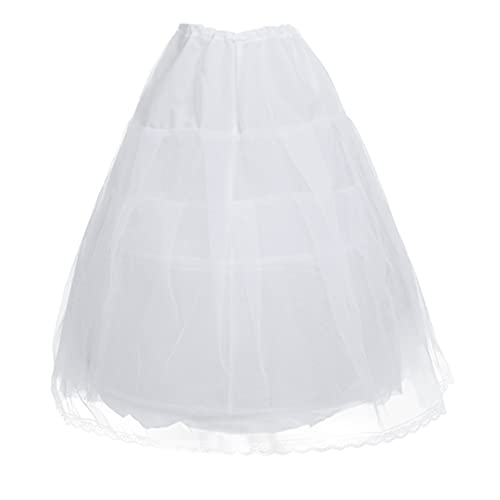 Kids Girls Hoopless Petticoat Long Crinoline Skirt Full Slip Flower Dress White 2 Hoop Underskirt