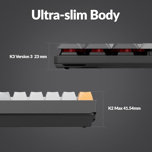 Image of Keychron K3 Version 3 Low Profile Wireless Mechanical Keyboard, 75% Layout QMK Programmable Bluetooth 5.2 /Wired, White Backlit with Shine-Through Keycaps for Mac Windows Linux