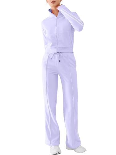 DITOK Track Suits for Women Set 2 Piece Spring Lounge Outfits Zip Up Sweatshirt & Sweatpants with Pocket Jogger Sweatsuits3