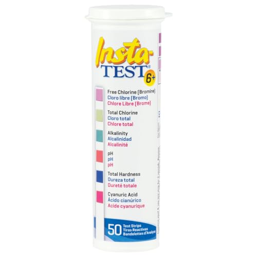 Lamotte Insta-Test 6 Way Pool & Spa Test Strips 3028 Free Chlorine Bromine Total Chlorine Total Alkalinity pH Total Hardness and Cyanuric Acid 50 ct