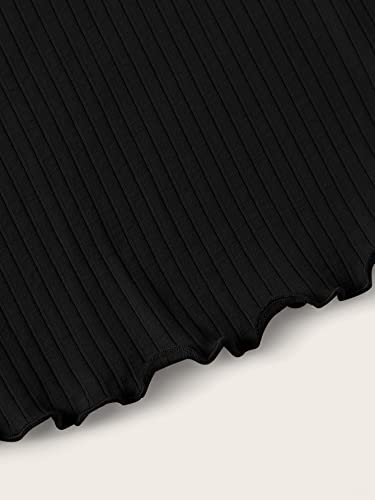 Image of SHENHE Girl's Short Sleeve Ribbed Knit Lettuce Trim Crewneck T Shirt Tee Tops