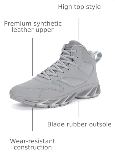 Image of Joomra Men's Stylish Sneakers High Top Athletic-Inspired Shoes | Premium Vegan Leather Upper, Durable Rubber Outsole, Perfect Ankle Support, Ideal for Outdoor & Casual Wear