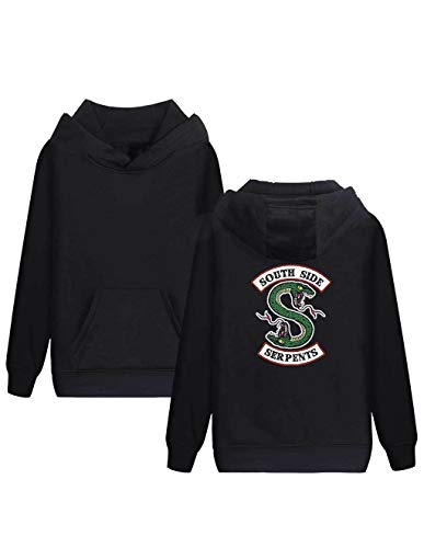 Unisex Felpe con Cappuccio Riverdale Southside Serpents Sportivo Sweatshirt Riverdale Stampa Manica Lunga Hoodie Pullover Maglione Giacca Cappotto per Ragazzi e Ragazze (Nero, M)