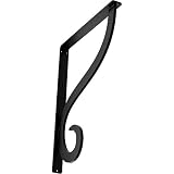 Ekena Millwork BKTM01X12X15SAS 1 1/2-Inch W x 12-Inch D x 15-Inch H Ashford Single, Wrought Iron Bracket