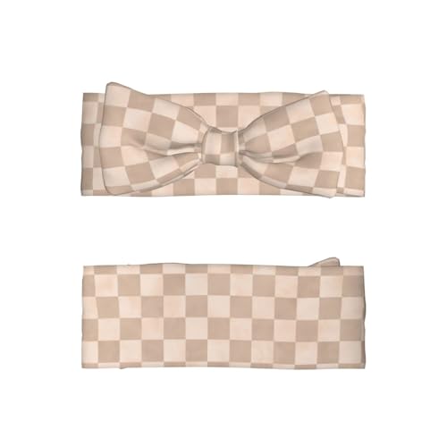 Beige Checker Print Baby Girl Bows Headbands Baby Girls Newborn Headbands Infant Toddlers 0-6 Months2