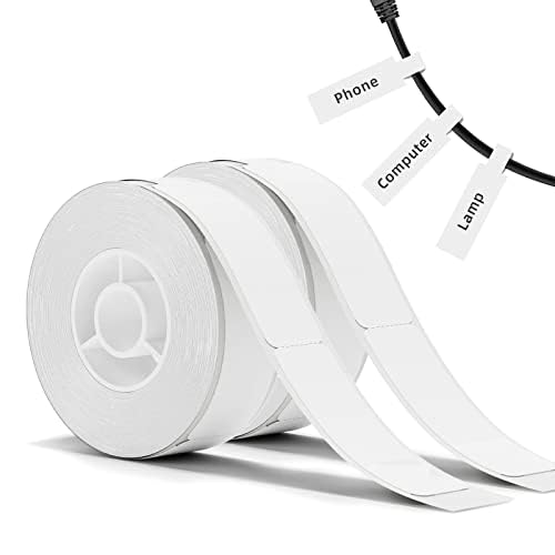 NIIMBOTCable Label Maker Tape - (2 Rolls, 0.49" X 4.29") Waterproof and Self-Adhesive Sticker Labels for D110/D101/D11/H1S Printer (White)