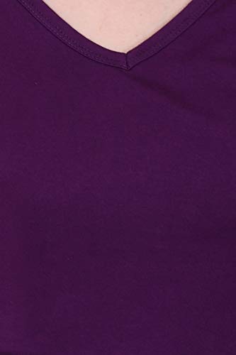 Image of FLEXIMAA Women's Cotton Plain V Neck Half Sleeve T-Shirt