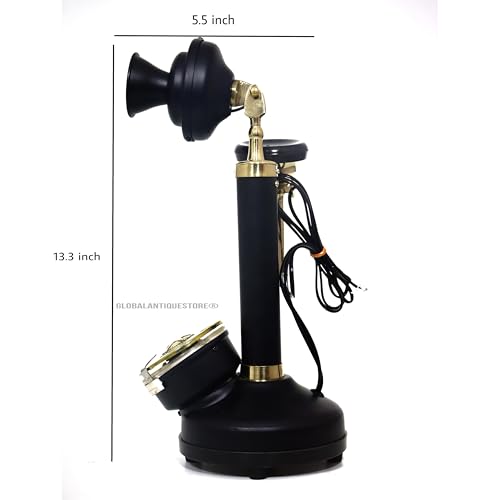 Teléfono de teléfono giratorio antiguo de latón estilo candelabro miniatura 4