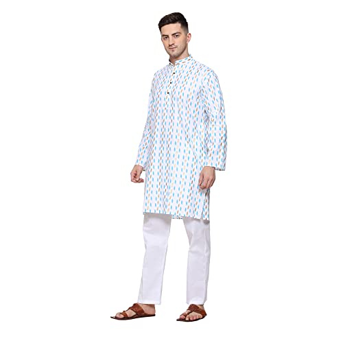 Men Cotton Printed Kurta Pyjama Pajama Set Party Fashion Regular Ethinic Wear Indian Dress Gifts Items3