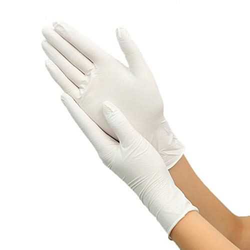 Preisvergleich Produktbild Einweg-Latexhandschuhe, weiß rutschfeste Gummilatexhandschuhe Labor Haushalts-Reinigungsmittel Gartenhandschuhe, Einweghandschuhe, geeignet (Color : White 50pcs, Tamaño : M)