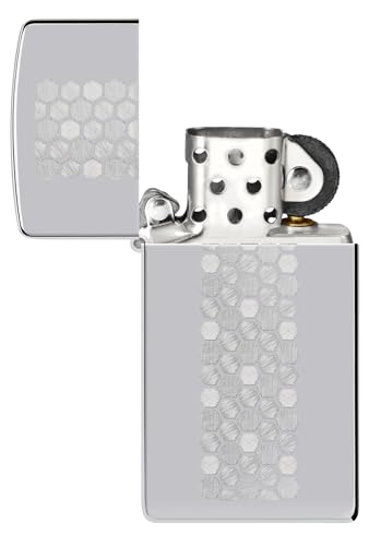 Mechero Zippo Slim cromado con grabado geométrico para uso diario 3