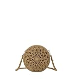 MODELISA - Bolso de Hombro Redondo Pequeño para Mujer, Bandolera con Correa Trenzada, Cierre de Cremallera, Estilo Bohemio (Camel)