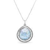 Joolala Patina Roman Glass Necklace for Women, Sterling Silver Women’s Pendant, 925 Sterling Silver,