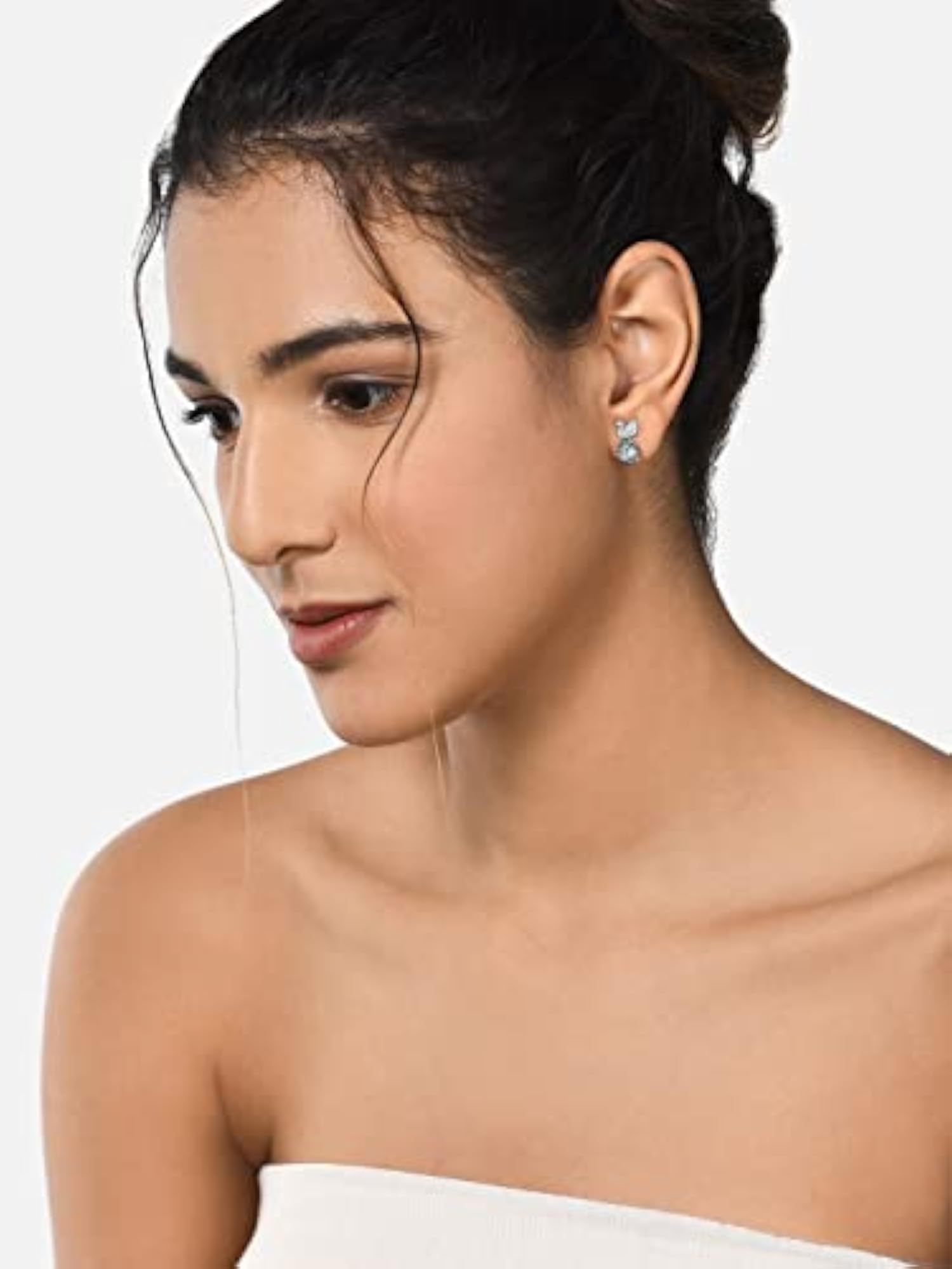 Women's Silver Tone Cubic Zirconia Swan Stud Earrings