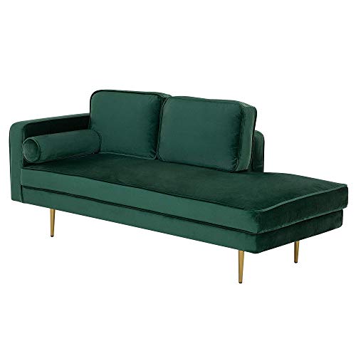 Beliani Moderne Chaiselongue aus Samtstoff in Smaragdgrün Miramas – Bild 4
