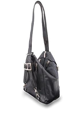 VISCONTI – Borsa a Zainetto da Donna in Pelle - Zaino Borsa Medio Multitasche Antifurto - Cinghie Regolabili - 18357 Danii - Nero