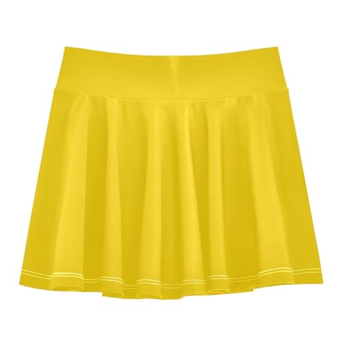 Gold Little Girls Tennis Skirt with Built-in Shorts Flowy Toddler Athletic Skort Youth Cheer Skirt with Pockets 4-12Y3