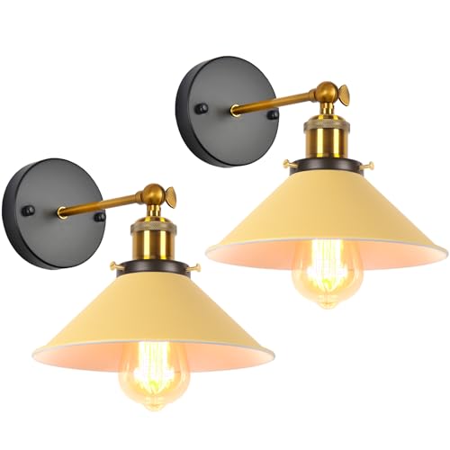 iDEGU Lot de 2 Appliques Murales Rétro, Lampe Murale de Style Edison en Forme de Parapluie E27 Métal Plafonnier Luminaire Vintage Applique Intérieure pour...