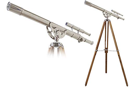 Chrome Double Barrel Brass Tripod Stand Telescope Adriana Harbor Master RESTRO Telescope Rustic Vintage Home Decor Gifts