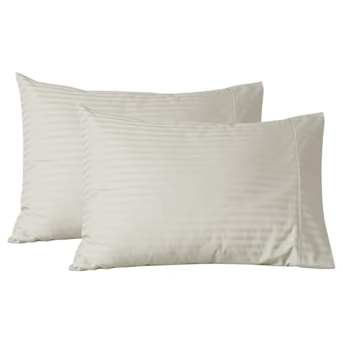 FEATHER & STITCH NEW YORK 500 Thread Count (Beige, King Pillowcases)