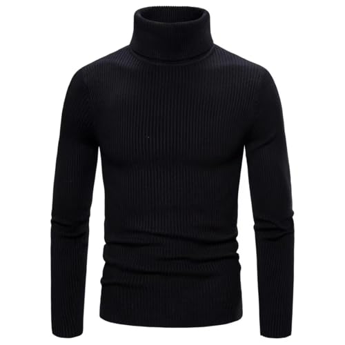 Men's Solid High Neck Long Sleeve Ribbed Sweater Casual Comfort Basic Slim Pullover Knitwear Tops