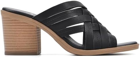 WHITE MOUNTAIN Shoes Be Happy Women's Block Heel Sandal, Black/Burnished/Smooth, 7 M | Image 5