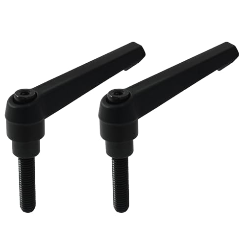 Image of Adjustable Clamping Lever Handle M8 x 32mm Male Thread | 2Pcs, Push Button Ratchet Lever Knob, Rotating Screw Handles Bolts, Locking Lever
