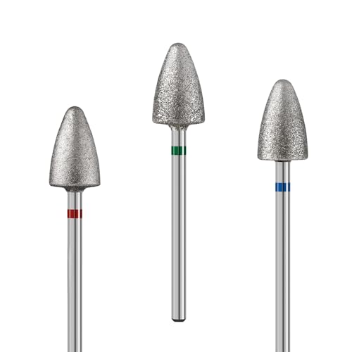 MelodySusie 3Pcs 8mm Diamond Pedicure Cone Drill Bits Set for Cracked Skin Corns Callus Removal, Feet Filing Nails For Manicure and Pedicure