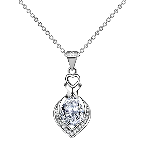 幼児のブレスレット ダイヤモンドネックレス女性ビート眩しいダイヤモンドペンダントダイヤモンドペンダント女性 小さいイヤリングフープ (White, One Size)