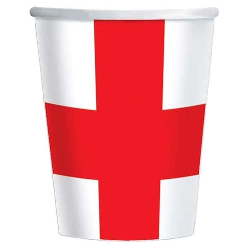 SHATCHI 20Pcs England Paper Cup St George Party Supplies for England Sporting Events Pub Football World Cup Celebrations Party - Image 4