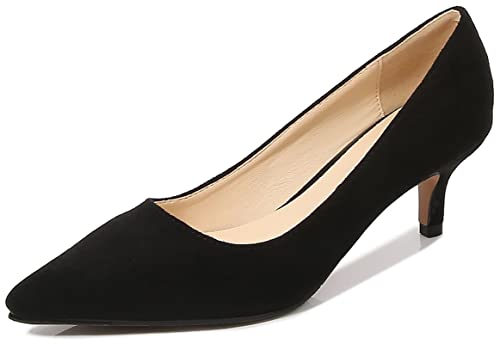Stunner Pointed Toe Heeled Shoes for Women Faux Suede Pure Color Stiletto Low Heel Pumps Shoes Work Office Wedding Party