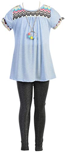 Image of 3 Pieces Top Legging Necklace Holiday Fall Winter Girls Pant Set 4-14